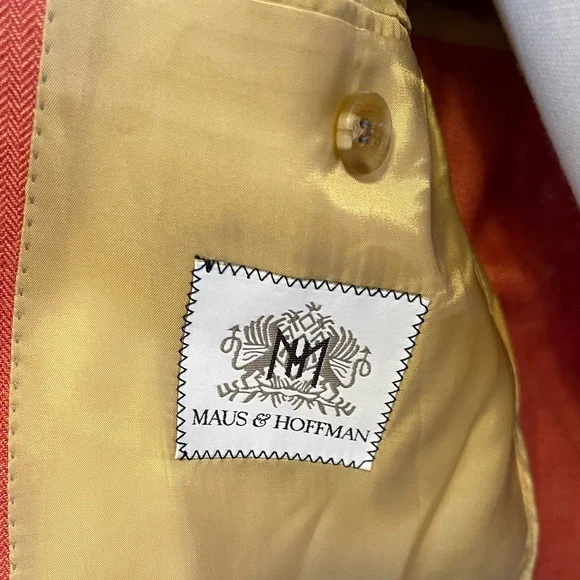 Maus & Hoffman Orange 100% Linen Blazer Sports Coat 42 Tall - Picture 13 of 16